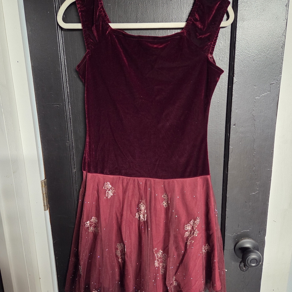 Velvet and Tulle Burgundy Dress